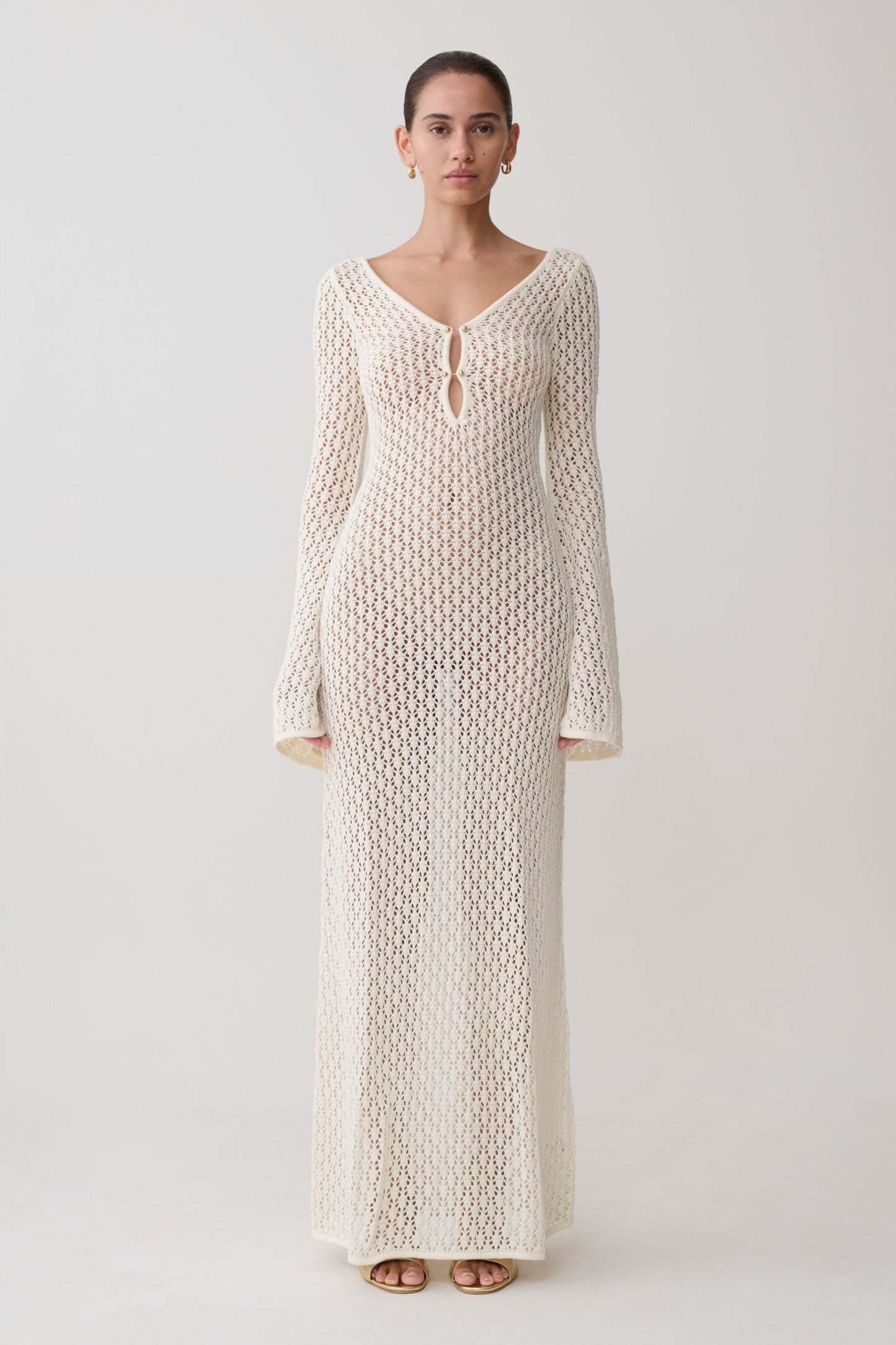 Robe Maxi Kayleigh en Crochet Blanc