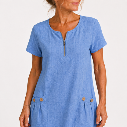 Eleonor - Robe décontractée en coton et lin