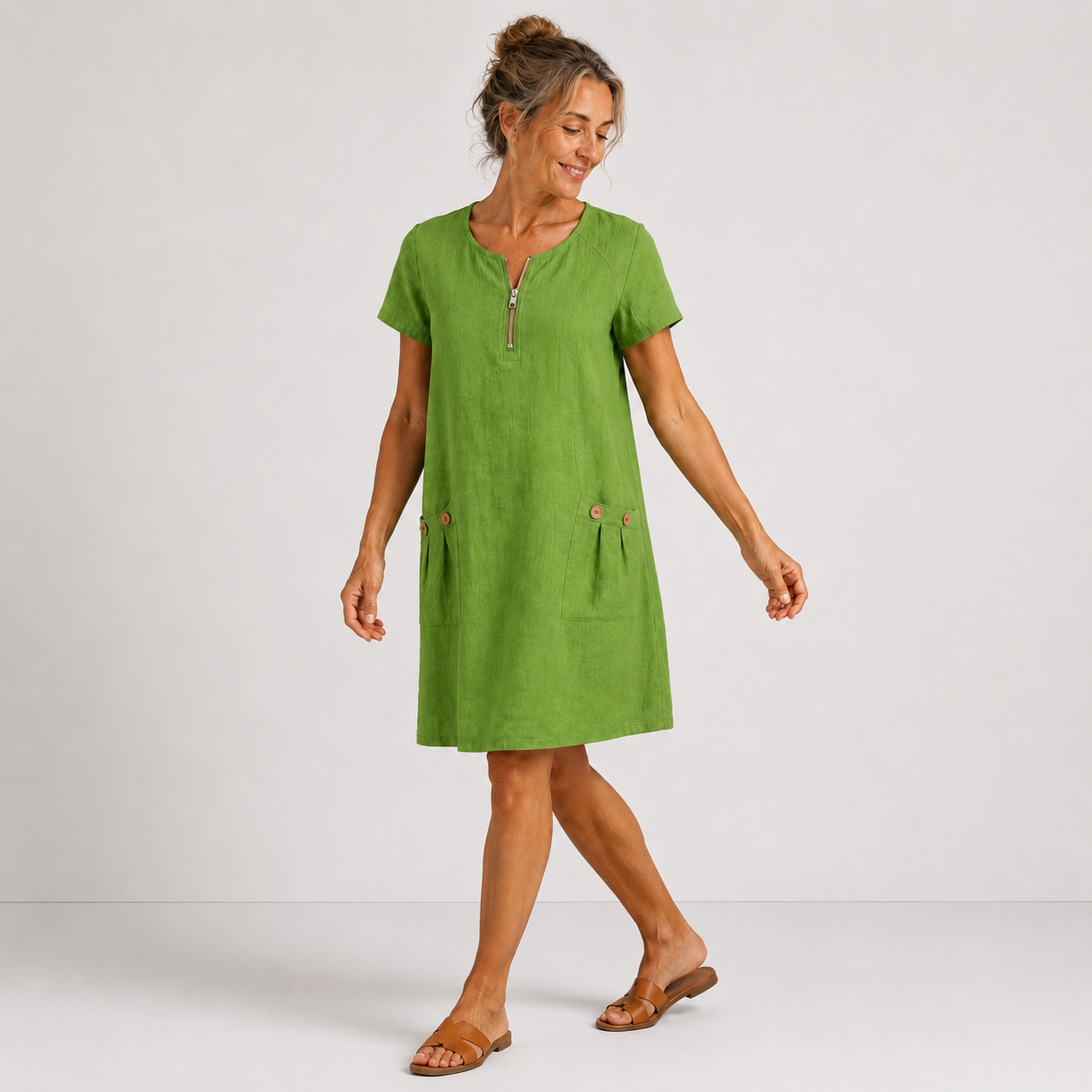 Eleonor - Robe décontractée en coton et lin