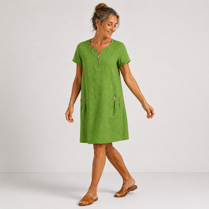 Eleonor - Robe décontractée en coton et lin