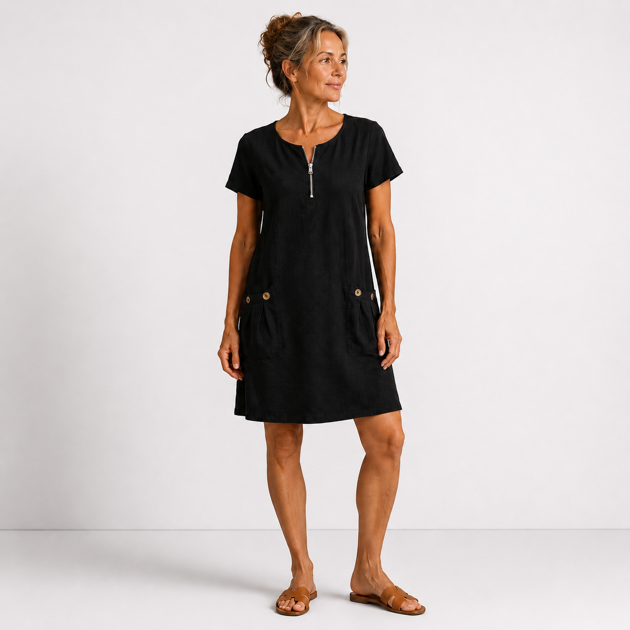 Eleonor - Robe décontractée en coton et lin