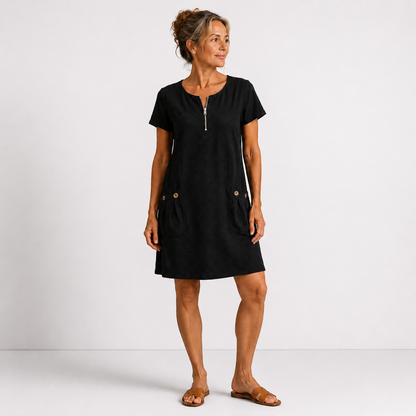 Eleonor - Robe décontractée en coton et lin