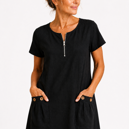 Eleonor - Robe décontractée en coton et lin