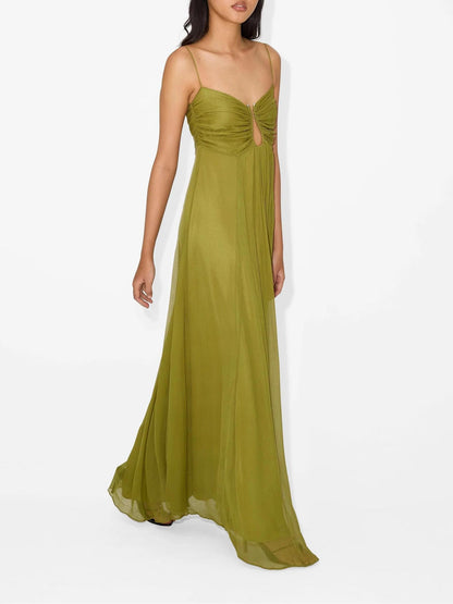 Robe Léa — Voile Fluide Vert Olive