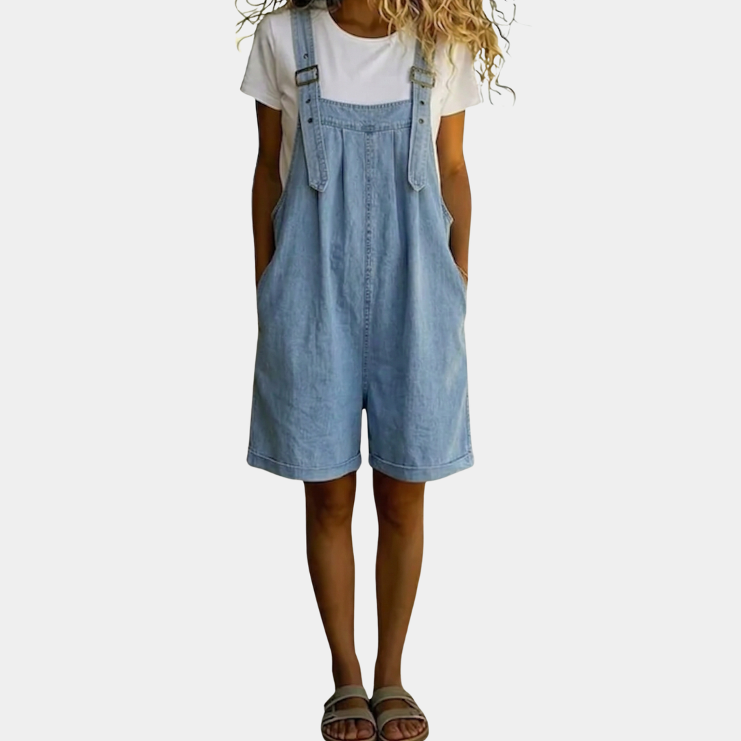 Clara | Salopette en denim doux au toucher coton vintage lavé