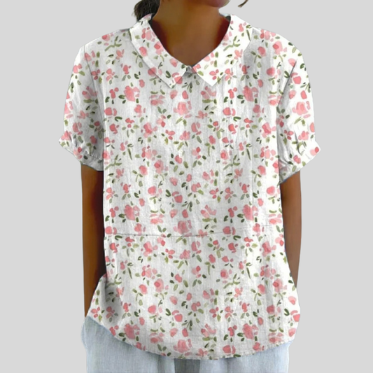 Blouse Juliette — Fleurs Miniatures Fond Clair