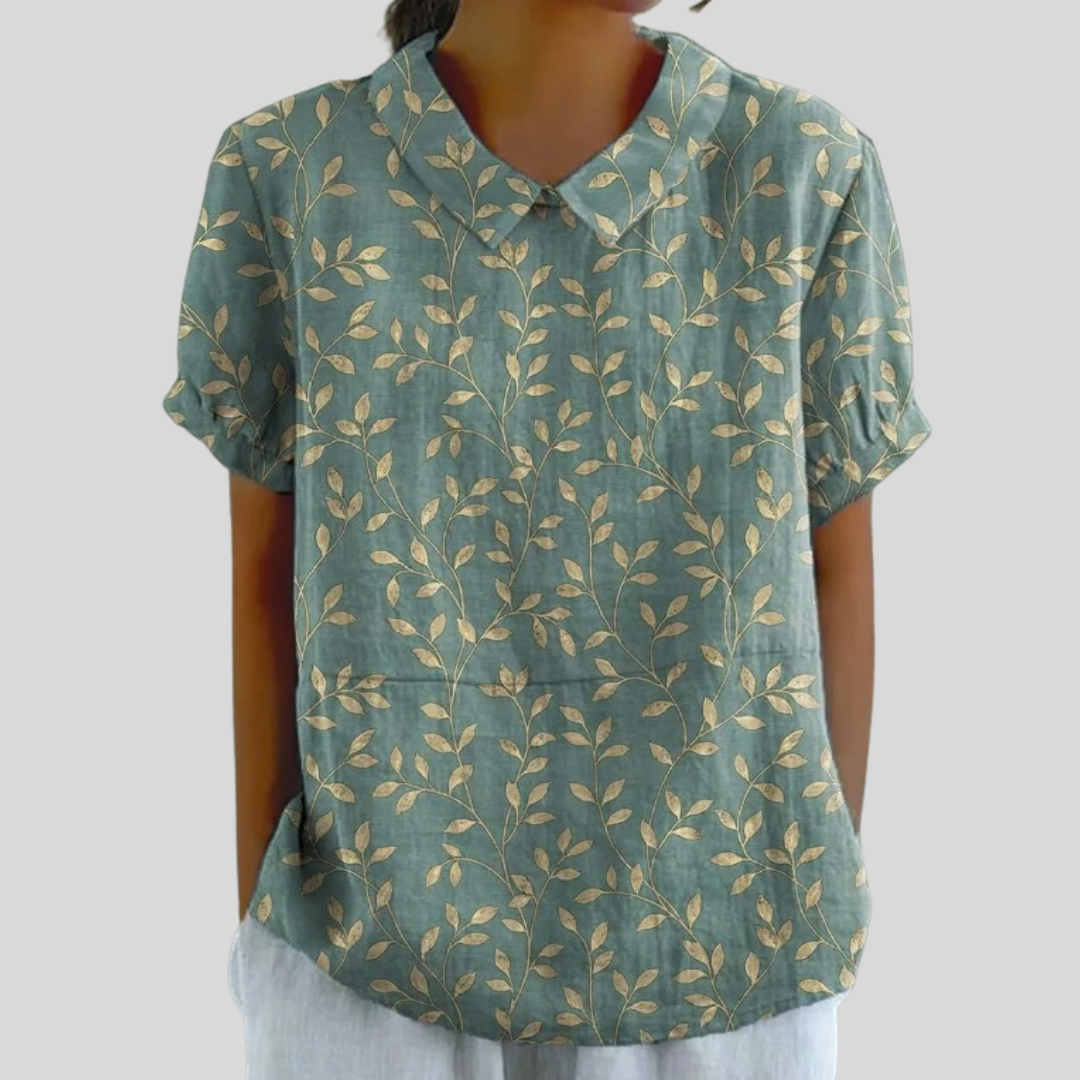 Blouse Valentine — Feuillage Élégant Vert