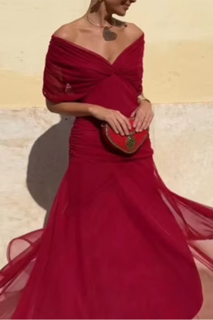 Luisa | Élégante robe longue de soirée à col en V