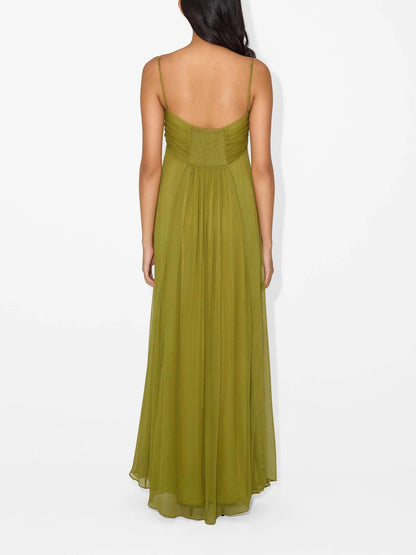 Robe Léa — Voile Fluide Vert Olive