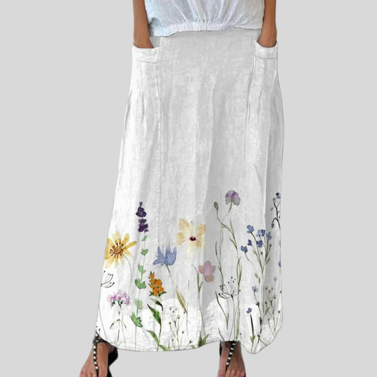 Meadow — Jupe Aquarelle Florale à Poches