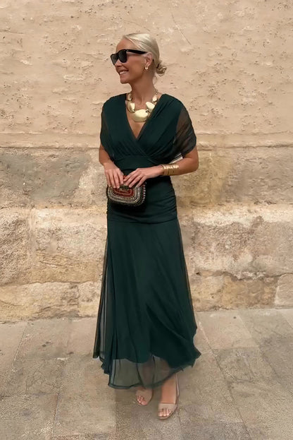 Luisa | Élégante robe longue de soirée à col en V