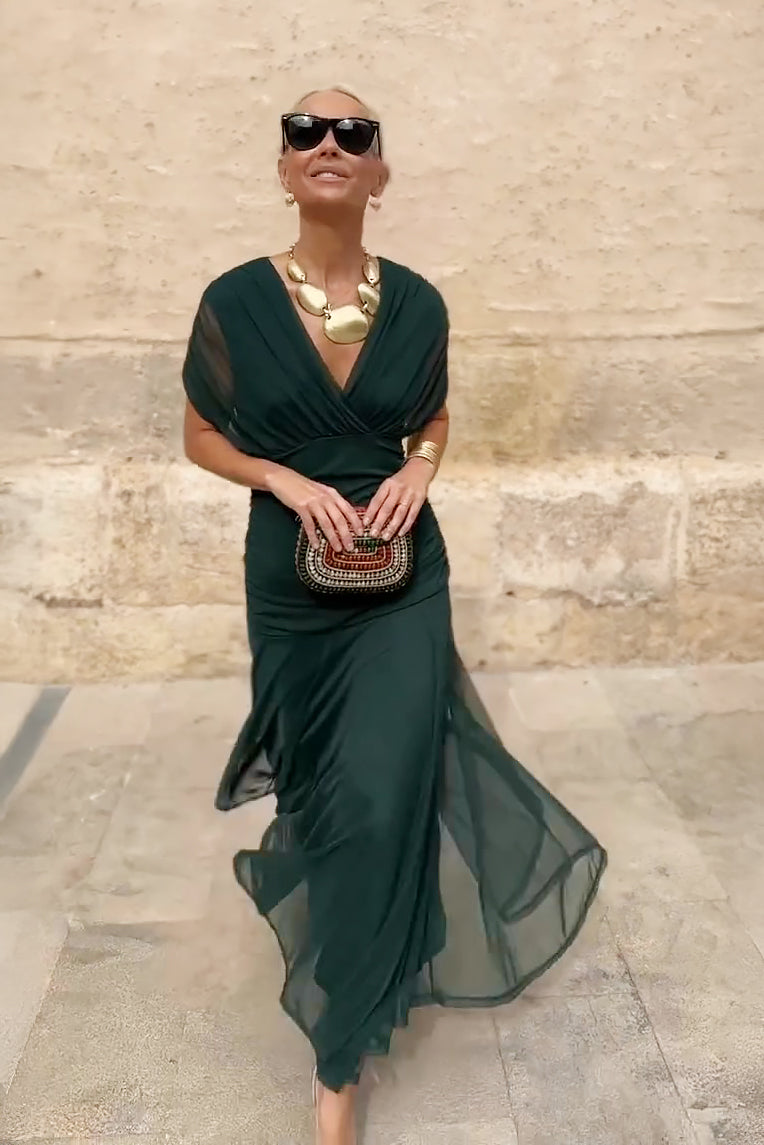 Luisa | Élégante robe longue de soirée à col en V