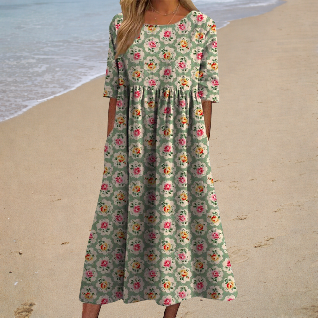 Robe Aurélie — Midi Romantique Manches Courtes