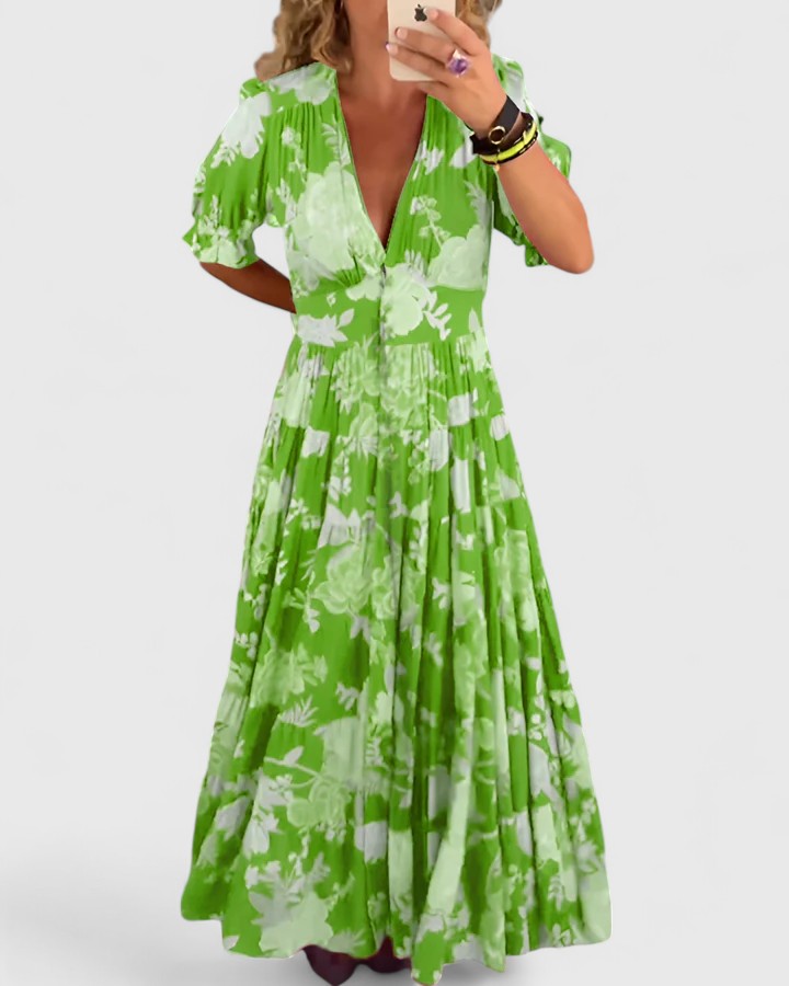 Miriam | Robe fleurie à col en V