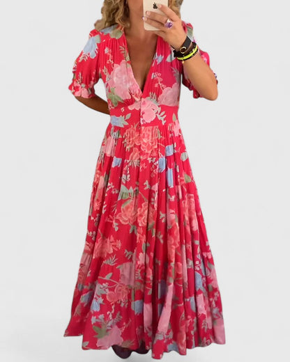 Miriam | Robe fleurie à col en V