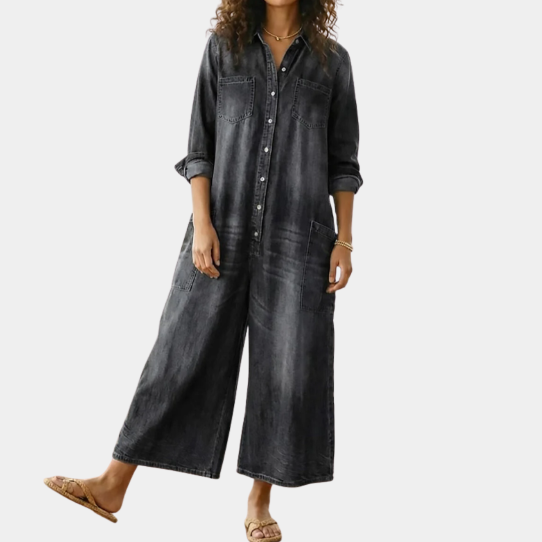 Diana | Combinaison en denim vintage en coton lavé avec boutons
