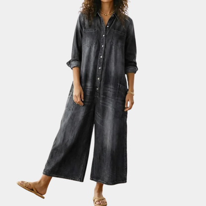Diana | Combinaison en denim vintage en coton lavé avec boutons