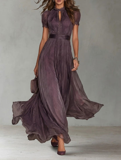 Robe Flavia — Longue Violette Dentelle Chiffon