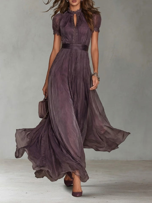 Robe Flavia — Longue Violette Dentelle Chiffon
