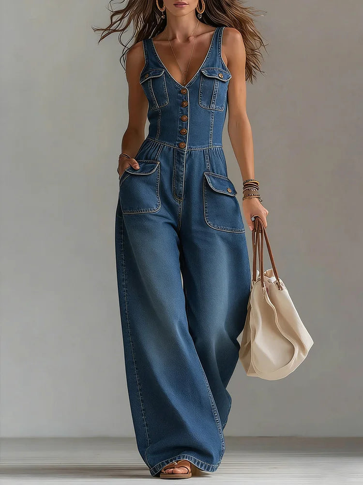 Sophie | Combinaison en jean oversize décontractée