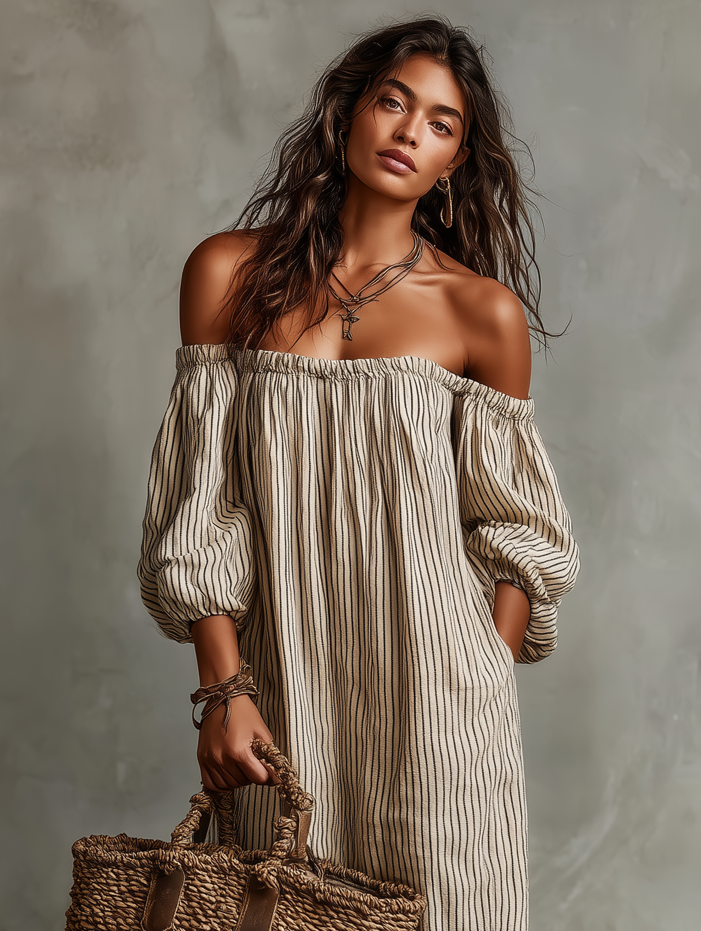 Carmen | Robe Longue Coton Lin Épaules Nues
