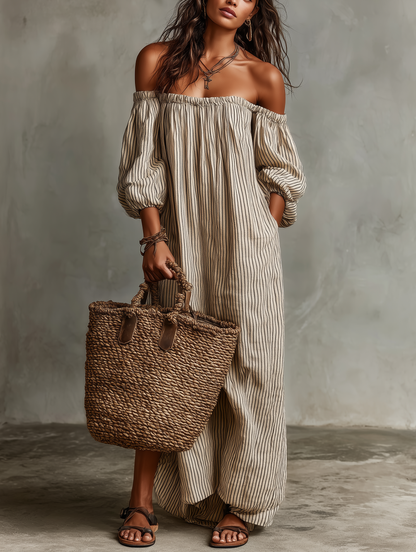 Carmen | Robe Longue Coton Lin Épaules Nues