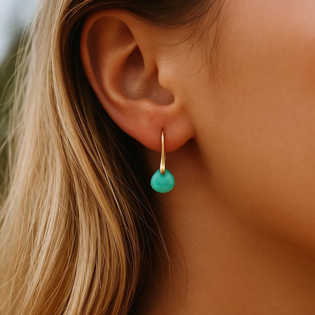 Boucles Margaux — Pierre Turquoise Dorée