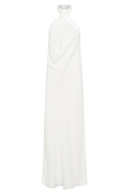 Robe Longue Laura en Satin Blanc
