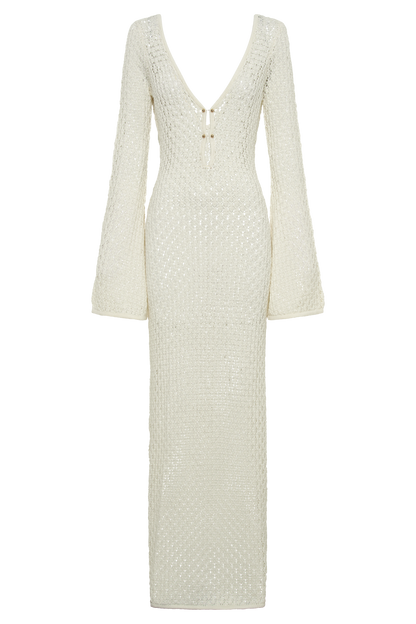 Robe Maxi Kayleigh en Crochet Blanc