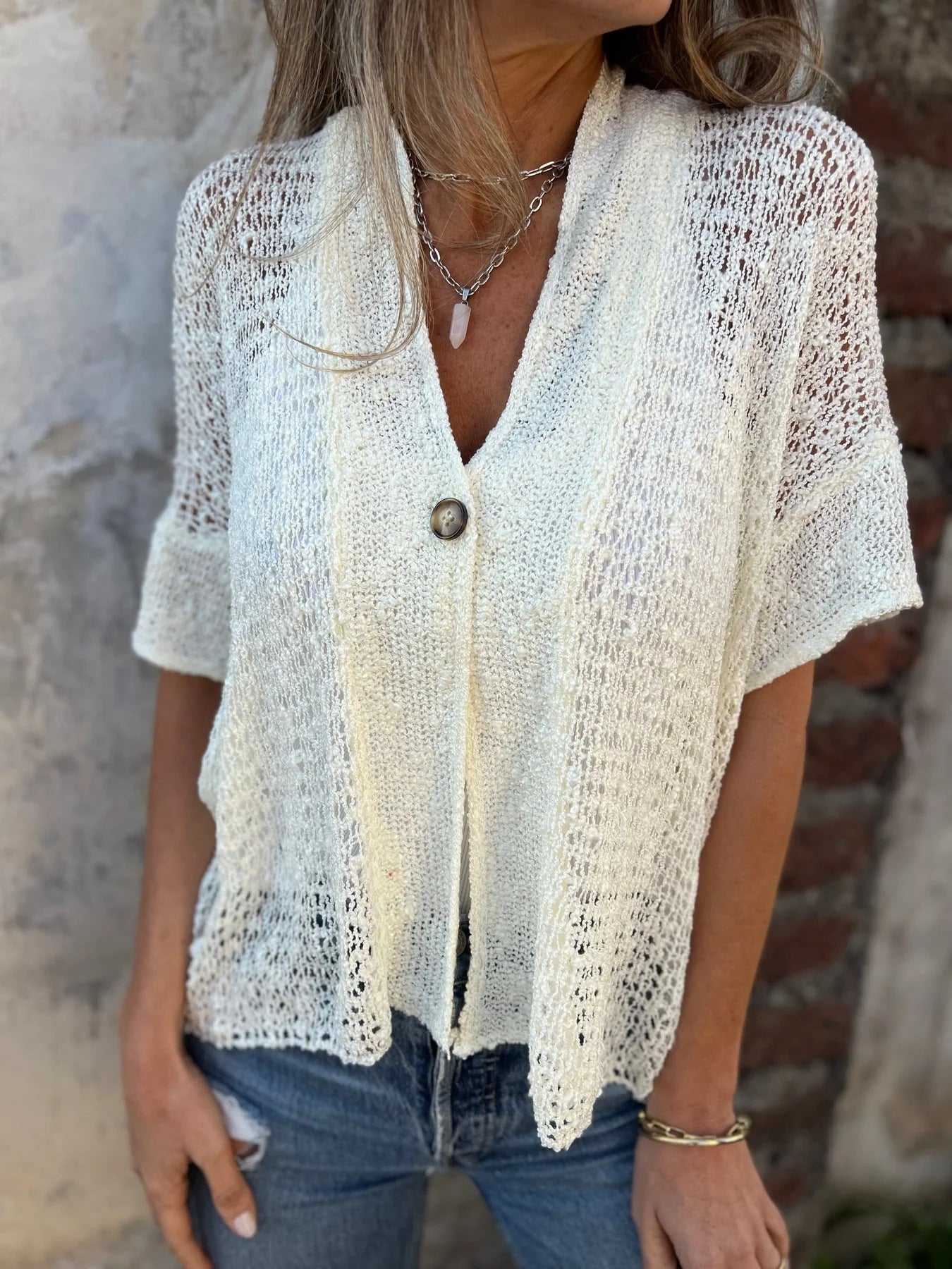 Carolina | Gilet en maille ajourée