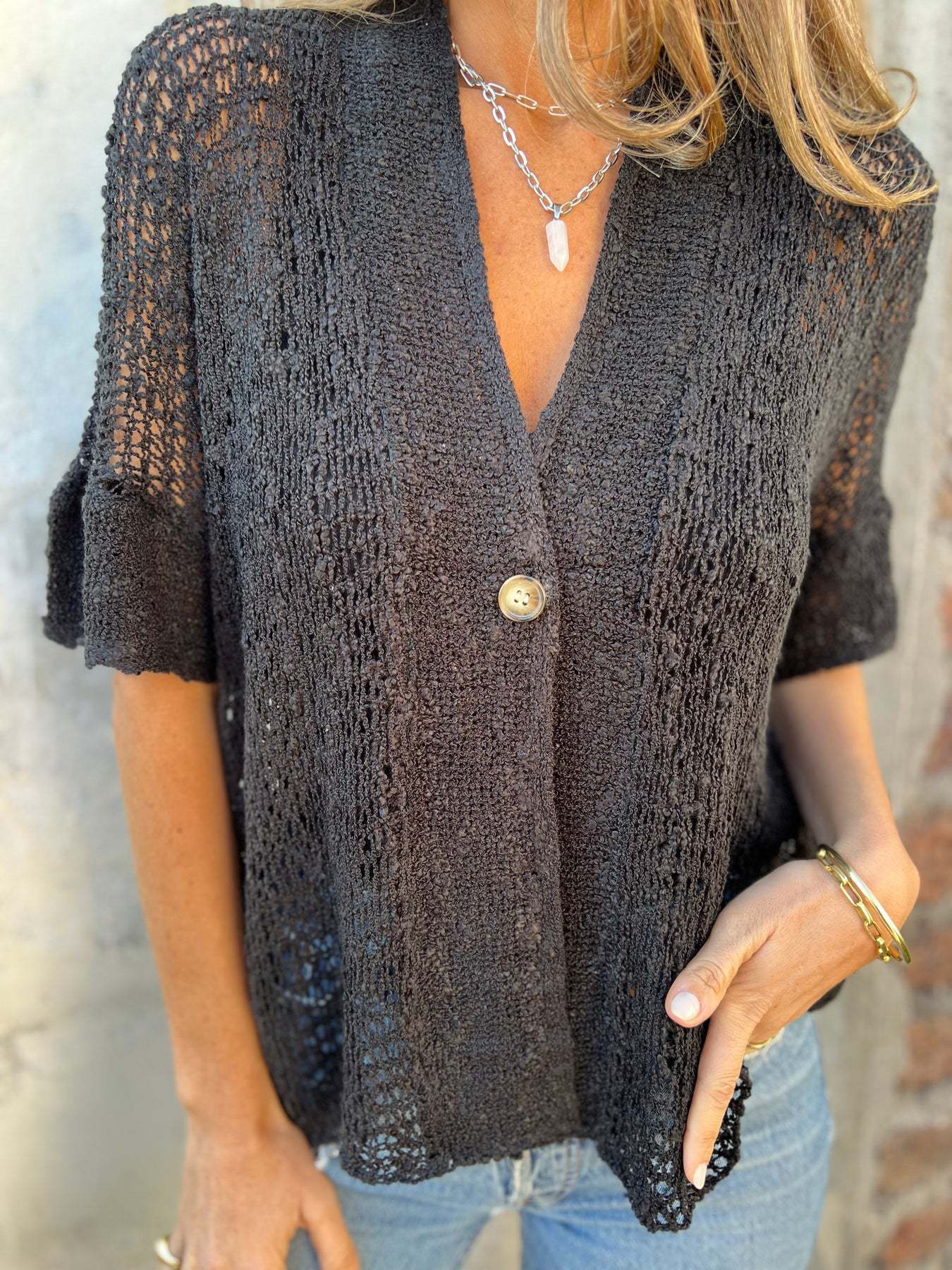 Carolina | Gilet en maille ajourée