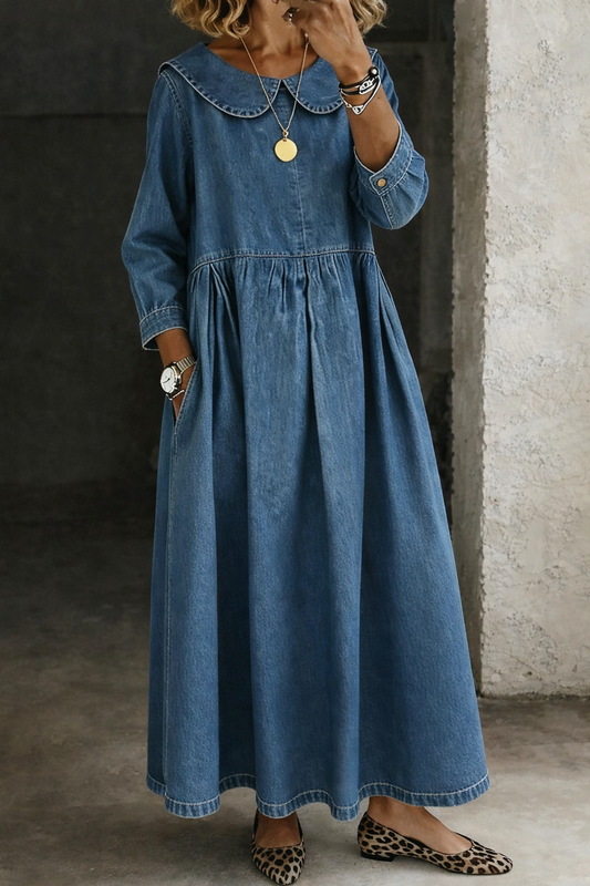 Robe en denim avec col Peter Pan