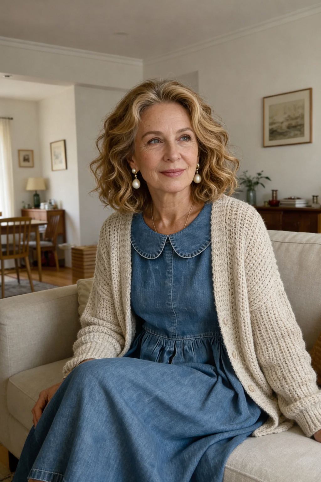 Robe en denim avec col Peter Pan
