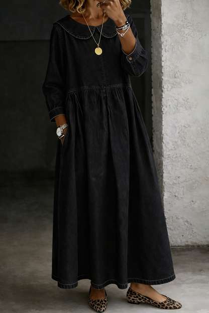 Robe en denim avec col Peter Pan