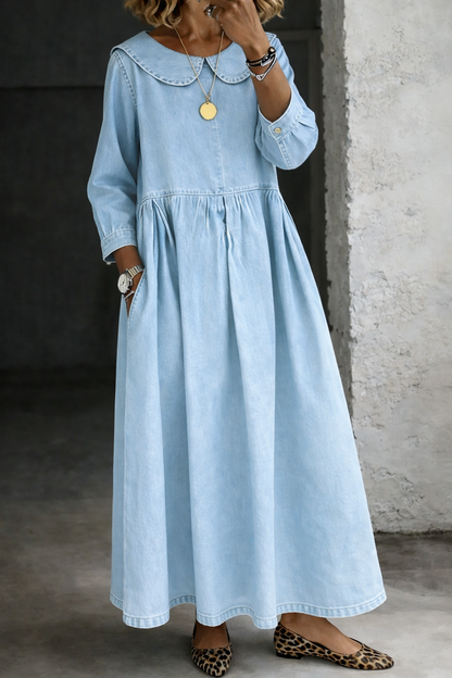 Robe en denim avec col Peter Pan