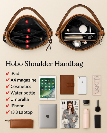 Sac Hobo en Cuir de Luxe avec Pochette Offerte