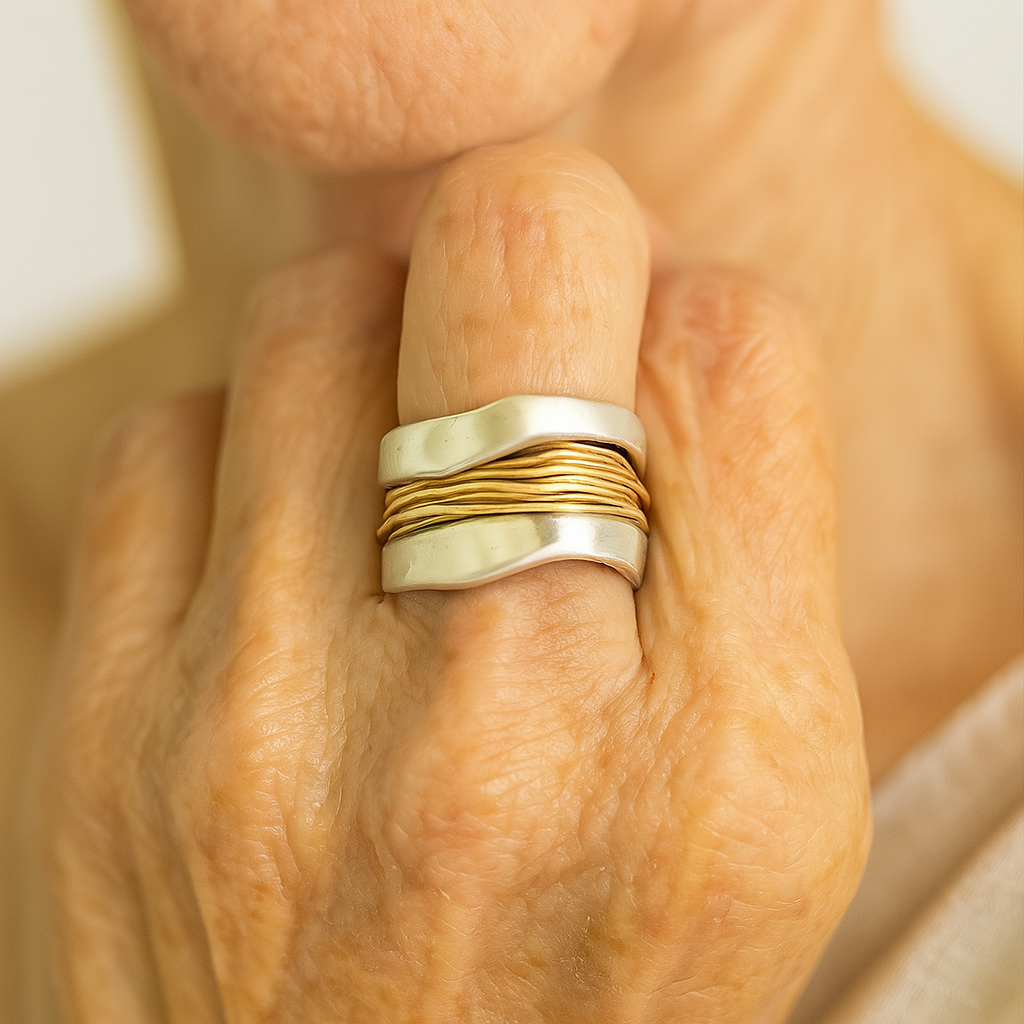 Bague Argent Fils Dorés