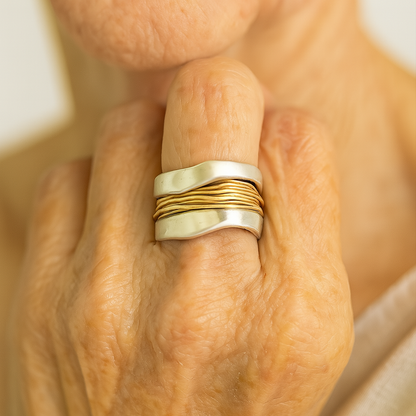 Bague Argent Fils Dorés