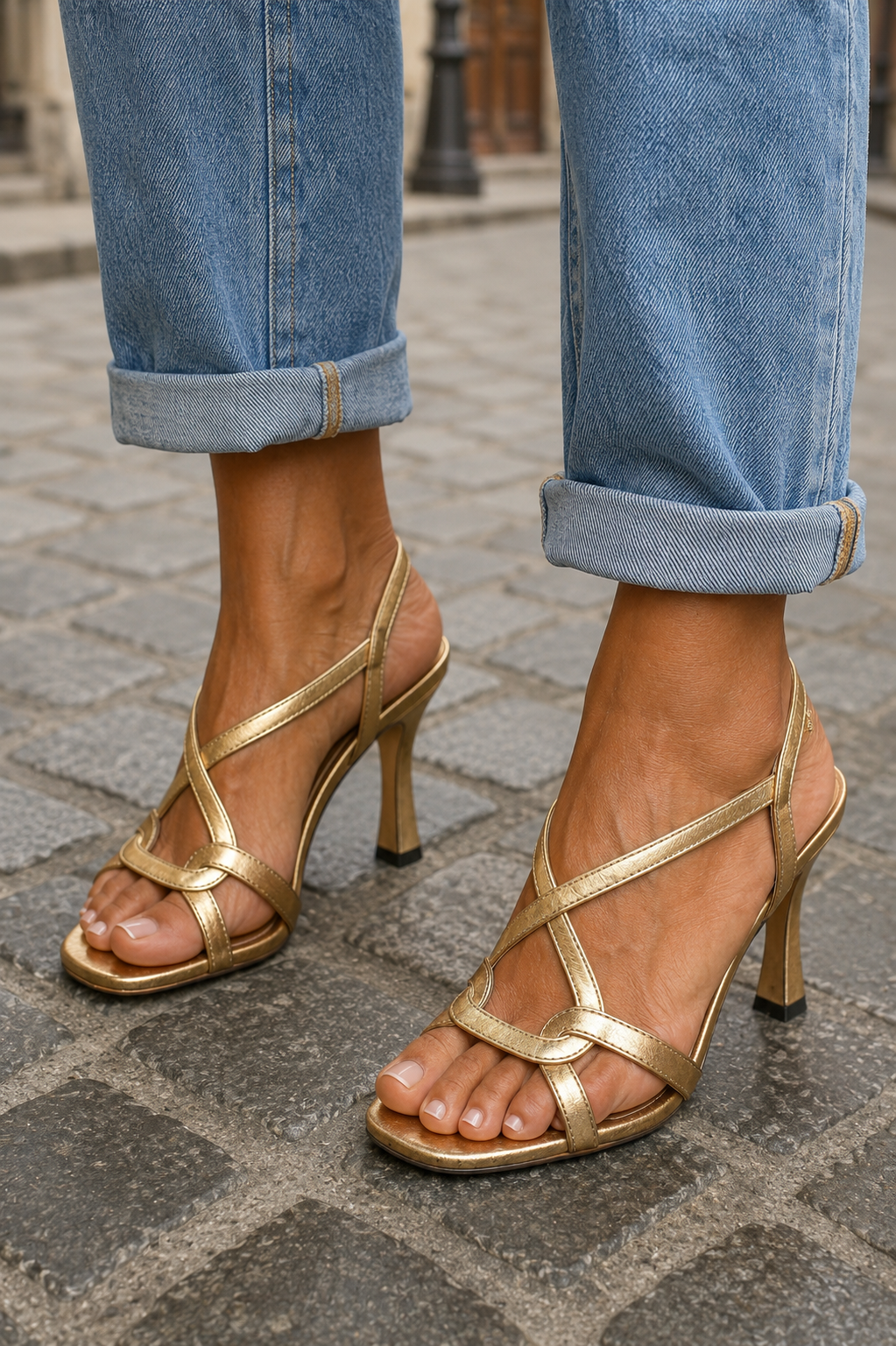 Sandales Lucie à Talons – Golden Summer Chic