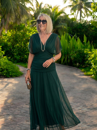 Luisa | Élégante robe longue de soirée à col en V