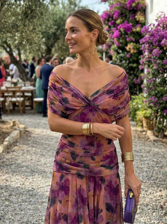 Robe longue avec décolleté en V
