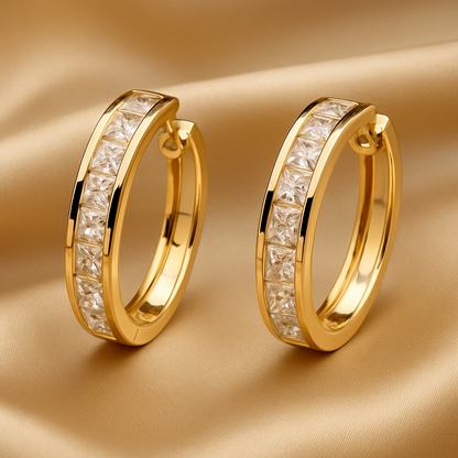 Boucles d'Oreilles Luxe Dorées avec Cristaux