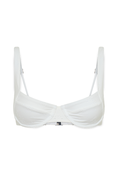 Abra Underwire Apex Bikini Top - White Textured Fabric