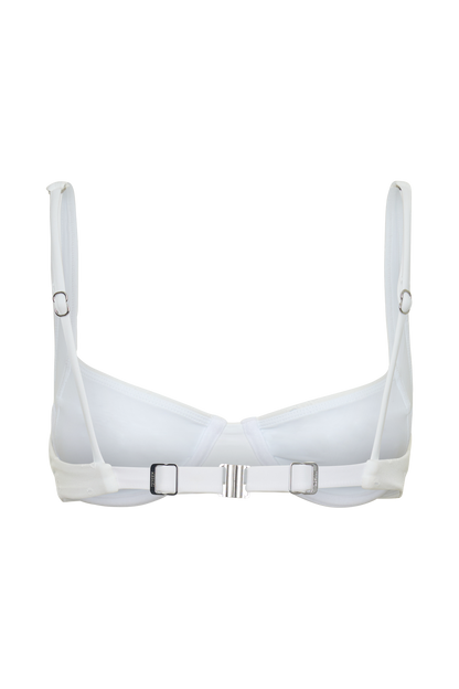 Abra Underwire Apex Bikini Top - White Textured Fabric