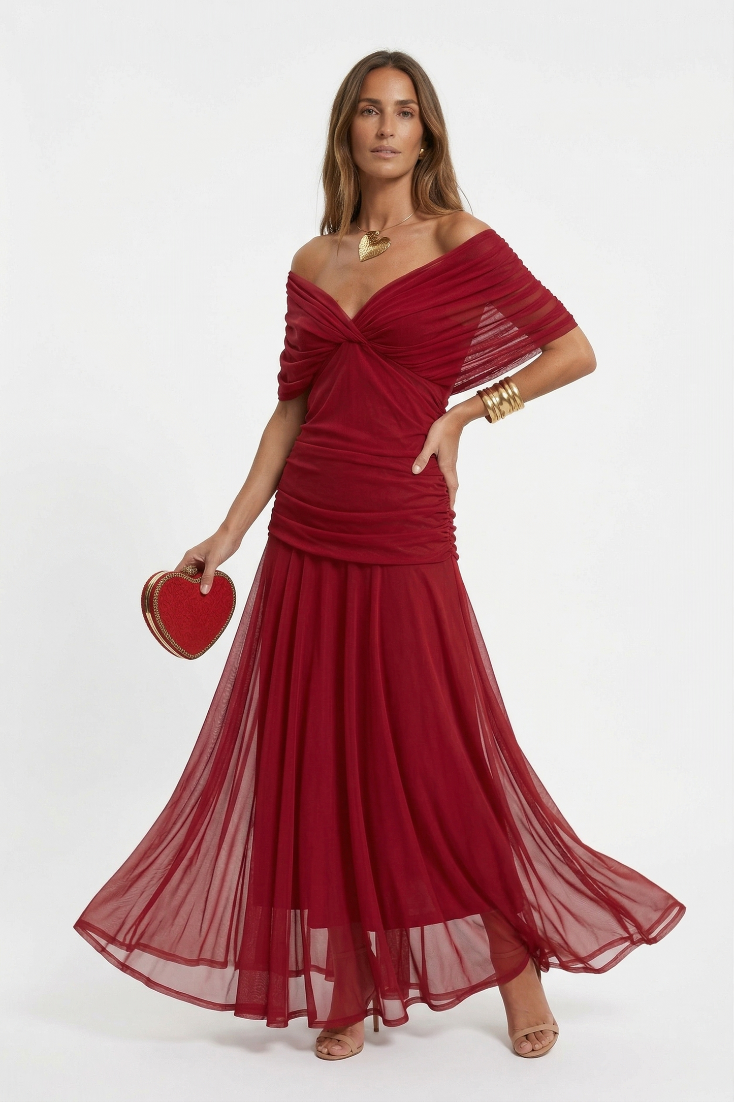 Robe longue avec décolleté en V