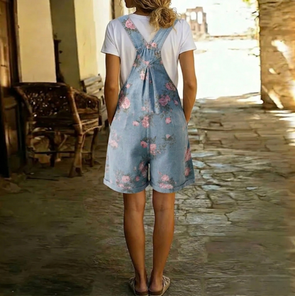 Judy | Combinaison en Jean Vintage en Coton Doux à Motifs Floraux