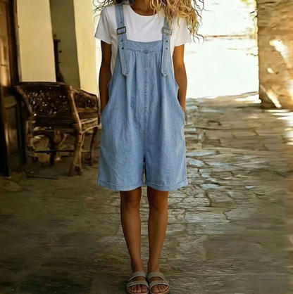 Clara | Salopette en denim doux au toucher coton vintage lavé