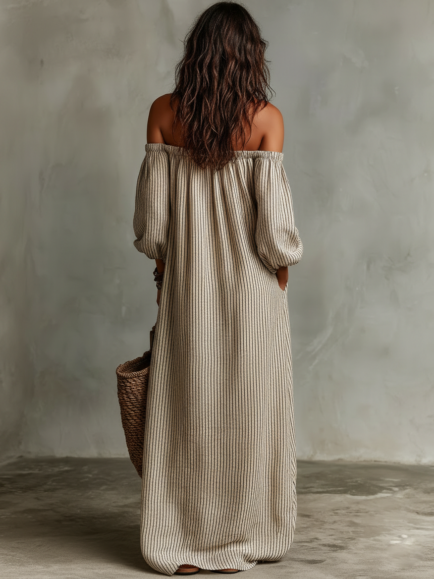 Carmen | Robe Longue Coton Lin Épaules Nues