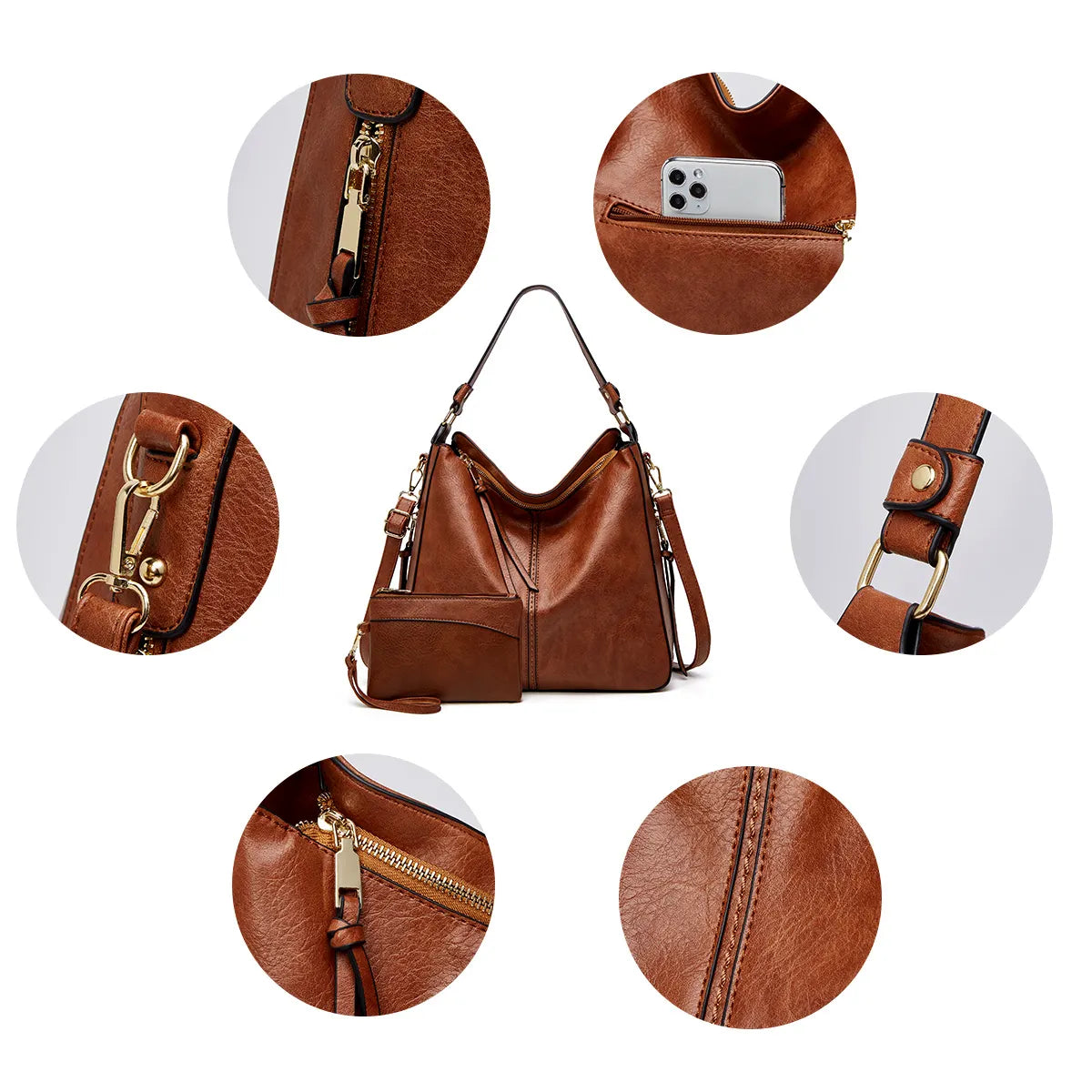 Ensemble Hobo 3 Pièces en Cuir Luxueux