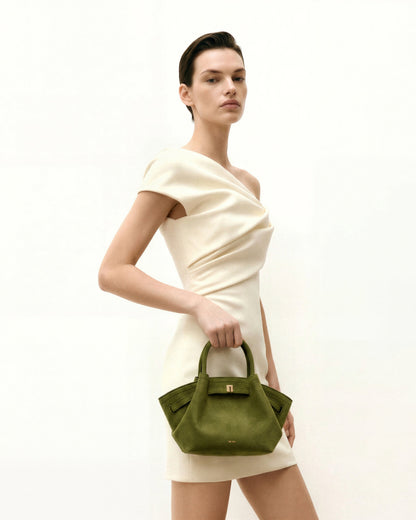 Sac fourre-tout mini Hana en faux suède - Olive Foncé